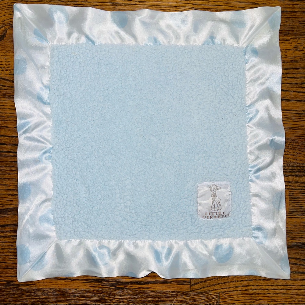 little giraffe blue blanky dots satin lovey